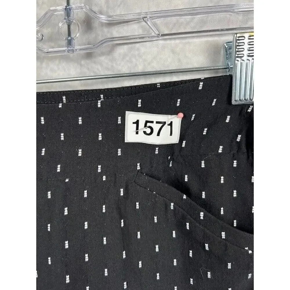 Talbots Pull On Viscose Straight Leg Black with White Embroidered Pants Sz 4 - Picture 7 of 7